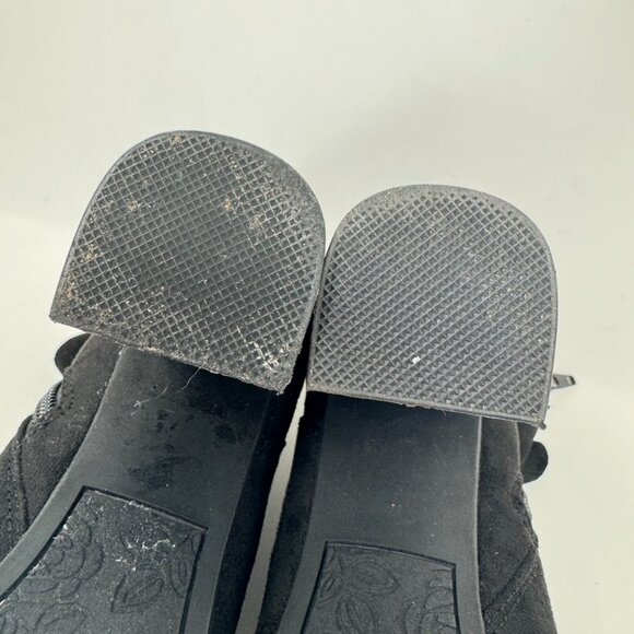 Carlos Womens Black Faux Suede Floral Embroidered Side Zip Heel Booties Size 6.5 - Picture 10 of 11